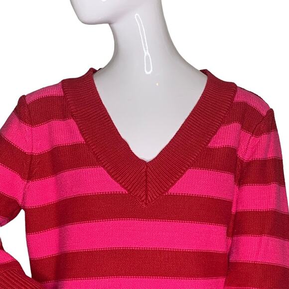 Route 66 Women Sweater Long Sleeves Size XL Red and Pink V-Neck - Picture 2 of 8